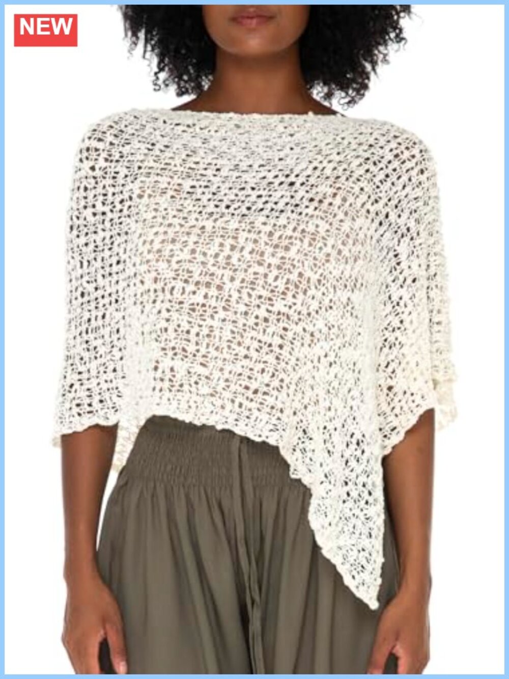 Womens Popcorn Knit Poncho Sheer Lightweight Pullover Cover Up